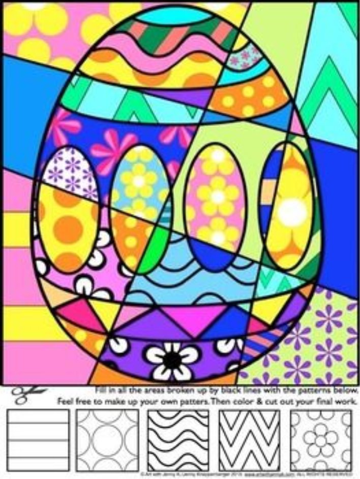 Easter Activities: Pop Art Interactive and Pattern-filled Coloring Sheets. Have some real fun this Easter with my Easter Pop Art coloring sheets. Students add bold patterns to different Easter symbols and then color their designs to produce a Pop Art-styled Easter picture!Now included are 4 pattern filled designs and writing prompts (I have not increased the price) This is fun, easy and unique.